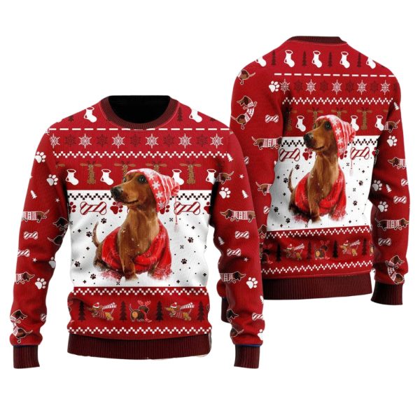 Holiday Dachshund Ugly Christmas Sweater For Men & Women Christmas Gift Sweater Jezsport.com