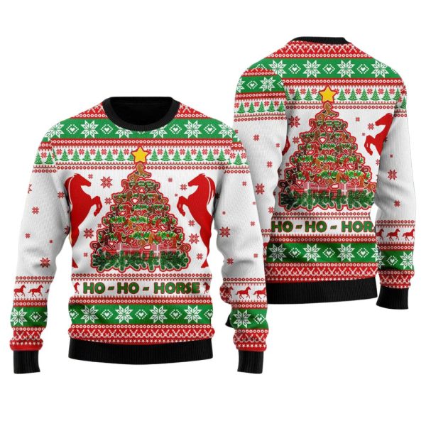 Horse Christmas Tree Ugly Christmas Sweater For Men & Women Christmas Gift Sweater Jezsport.com