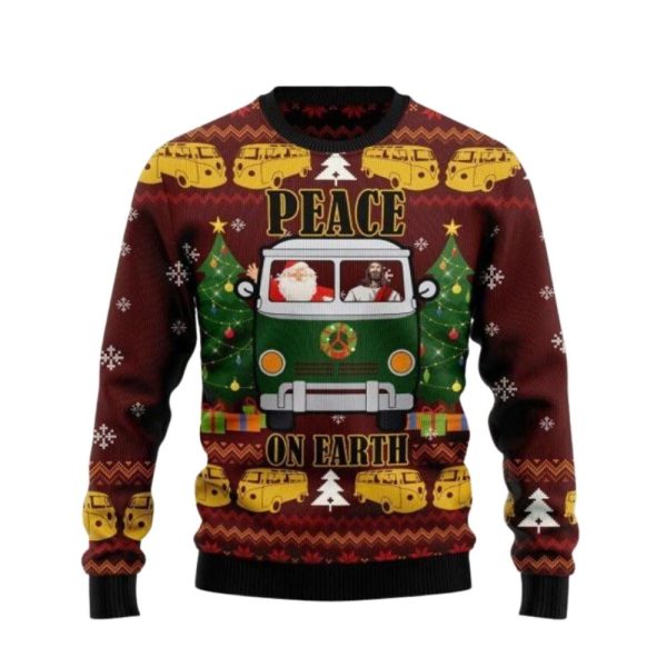 Peace On Earth Ugly Christmas Sweater For Men & Women Christmas Gift Sweater Jezsport.com