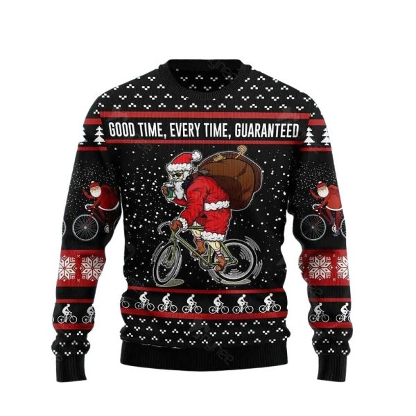 Santa Claus Love Biking Ugly Christmas Sweater For Men & Women Christmas Gift Sweater Jezsport.com