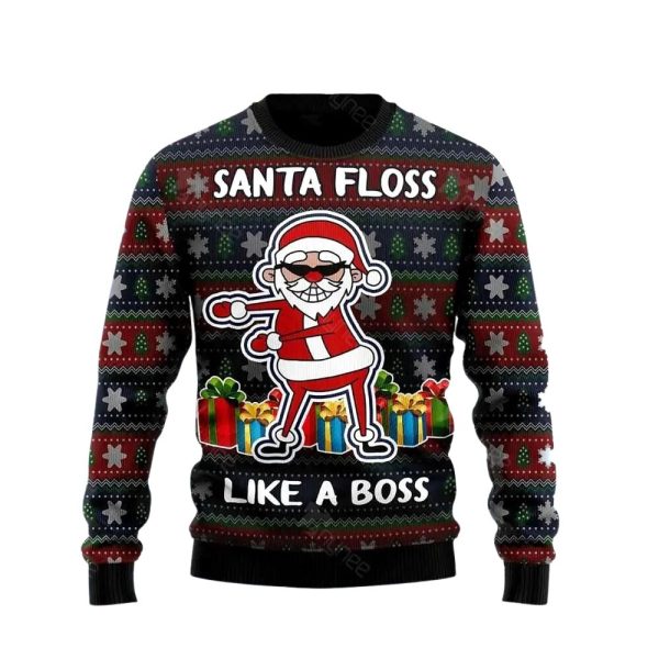 Funny Santa Floss Ugly Christmas Sweater For Men & Women Christmas Gift Sweater Jezsport.com