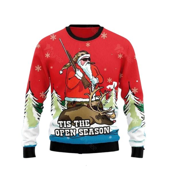 Santa Hunting Ugly Christmas Sweater For Men & Women Christmas Gift Sweater Jezsport.com