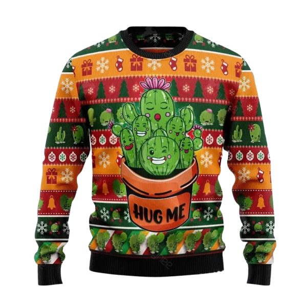 Cactus Hug Me Ugly Christmas Sweater For Men & Women Christmas Gift Sweater Jezsport.com