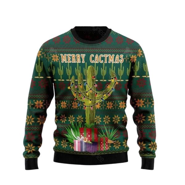 Cactus Christmas Tree Ugly Christmas Sweater For Men & Women Christmas Gift Sweater Jezsport.com