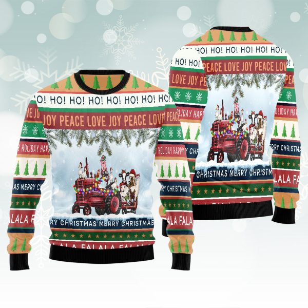 Christmas Farm Animals Truck Ugly Christmas Sweater For Men & Women Christmas Gift Sweater Jezsport.com