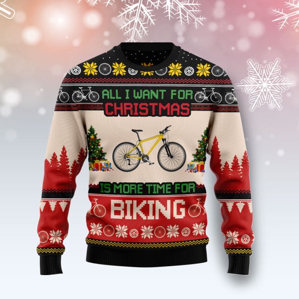 All I Want For Christmas Is More Time For Biking Ugly Christmas Sweater Jezsport.com