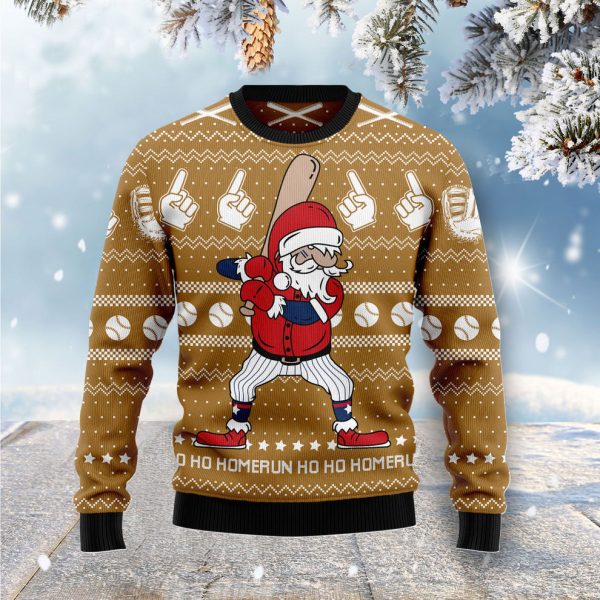 Baseball Ho Ho Homerun Ugly Christmas Sweater, Christmas Gift Jezsport.com