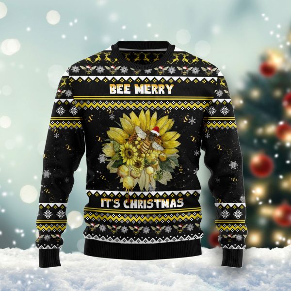 Bee Merry It‘s Time Ugly Christmas Sweater Jezsport.com