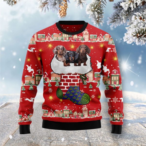 Dachshund Light Up Ugly Christmas Sweater Jezsport.com