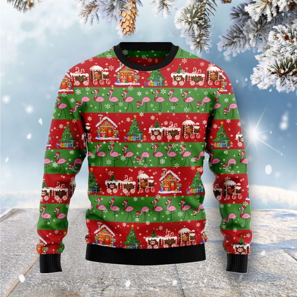 Flamingo Snow Ugly Christmas Sweater Jezsport.com