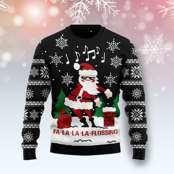 La-La-La Flossing Santa Claus Ugly Christmas Sweater Jezsport.com