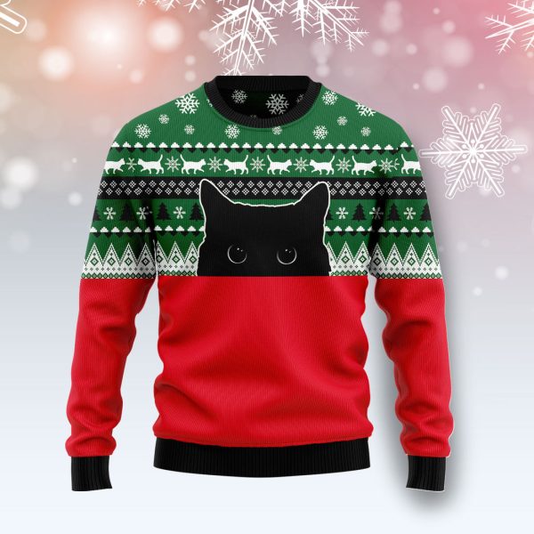 Meow Meow Black Cat Ugly Christmas Sweater Jezsport.com