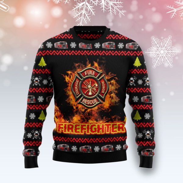 Awesome Firefighter Ugly Christmas Sweater Jezsport.com