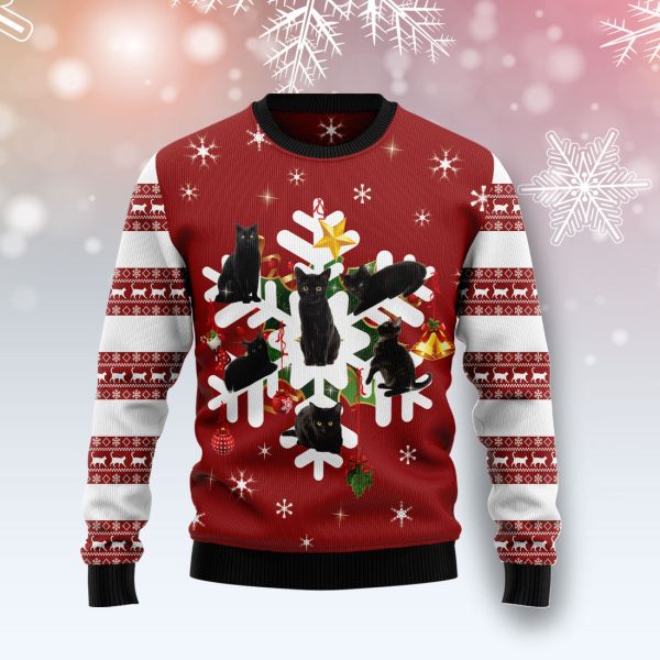 Black Cat Snowflake - Ugly Christmas Sweater , Christmas Gift Jezsport.com