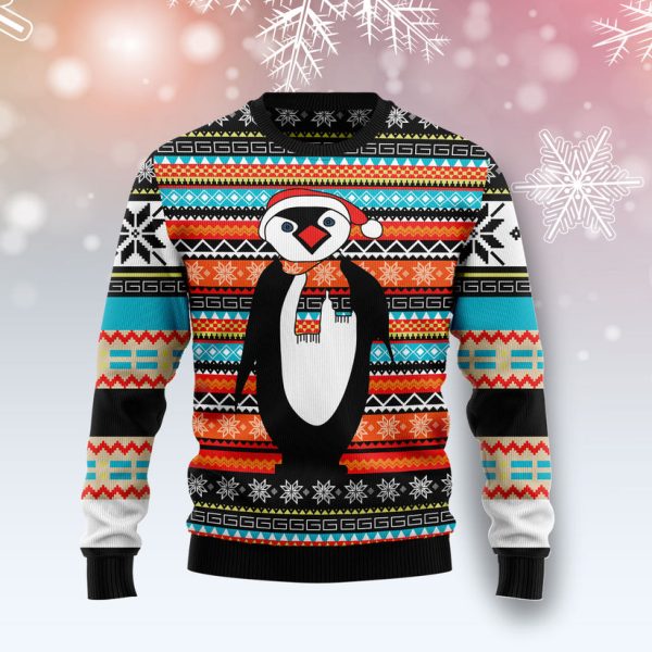 Colorful Pattern Penguin Ugly Christmas Sweater Jezsport.com