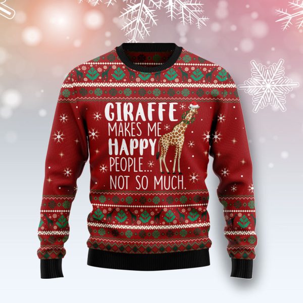 Giraffe Makes Me Happy Ugly Christmas Sweater Jezsport.com