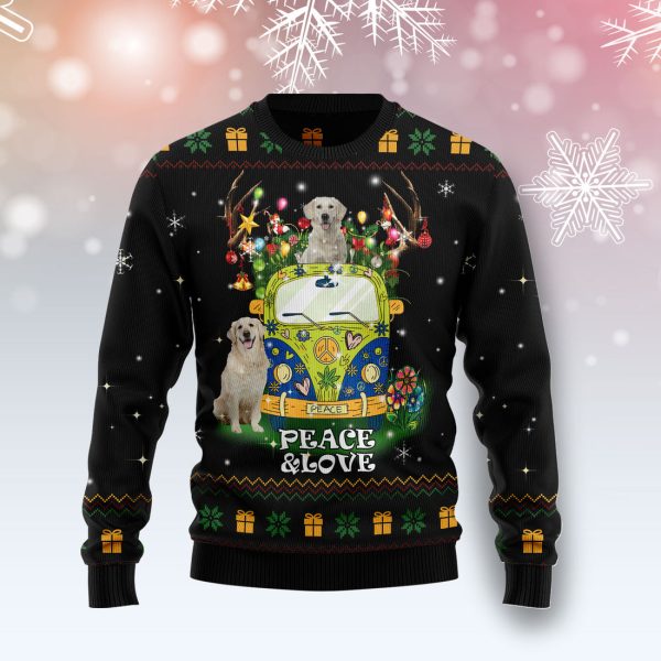 Peace Love Golden Retriever - Ugly Christmas Sweater , Christmas Gift Jezsport.com