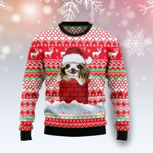 Sloth Chimney Ugly Christmas Sweater Jezsport.com