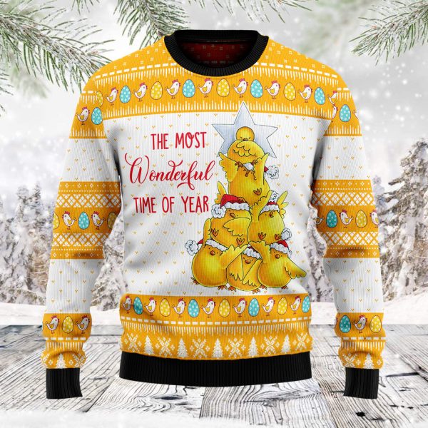 Wonderful Time Chicken - Ugly Christmas Sweater Jezsport.com