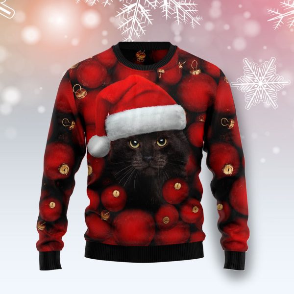 Black Cat Christmas Ugly Christmas Sweater Jezsport.com