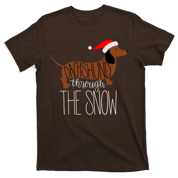 Dachshund Through The Snow T Shirt For Men, Christmas Shirt For Girl Jezsport.com