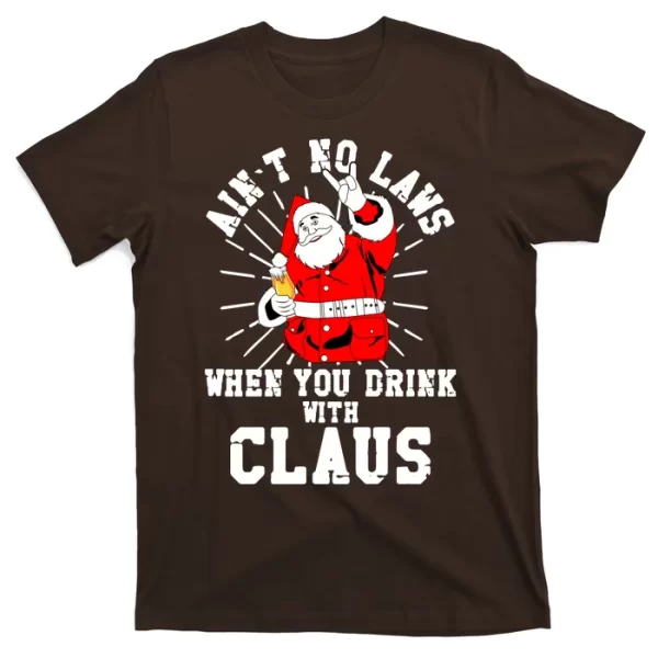 Funny Drinking With Santa Claus T Shirt For Men, Christmas Shirt For Girl Jezsport.com