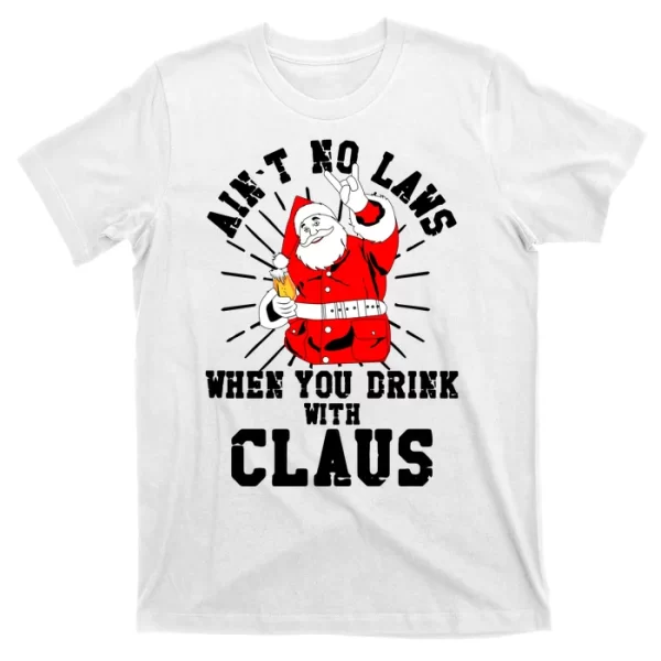 Funny Drinking With Santa Claus T Shirt For Men, Christmas Shirt For Girl Jezsport.com