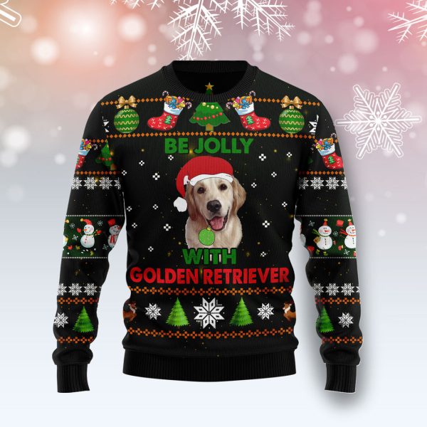 Golden Retriever Be Jolly Ugly Christmas Sweater Jezsport.com