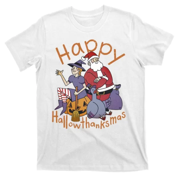 Happy Hallowthanksmas Funny Holiday T Shirt For Men, Christmas Shirt For Girl Jezsport.com