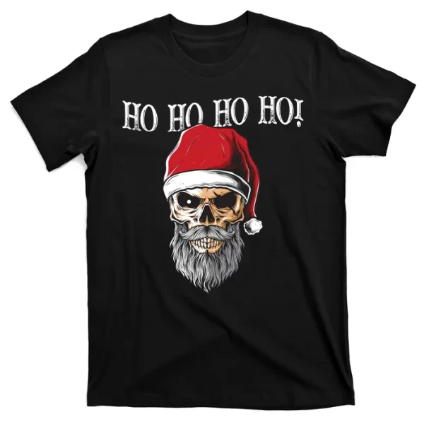 Ho Ho Ho Skeleton Bearded Skull Santa T Shirt For Men, Christmas Shirt For Girl Jezsport.com