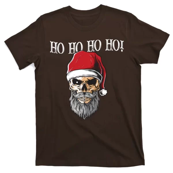 Ho Ho Ho Skeleton Bearded Skull Santa T Shirt For Men, Christmas Shirt For Girl Jezsport.com