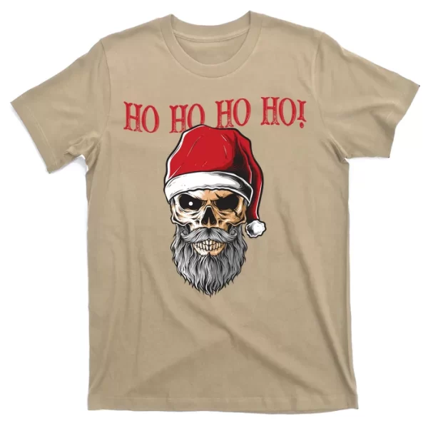 Ho Ho Ho Skeleton Bearded Skull Santa T Shirt For Men, Christmas Shirt For Girl Jezsport.com