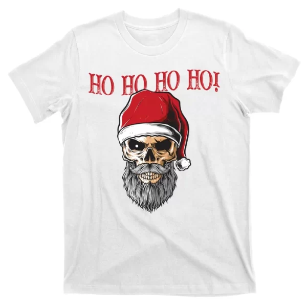 Ho Ho Ho Skeleton Bearded Skull Santa T Shirt For Men, Christmas Shirt For Girl Jezsport.com