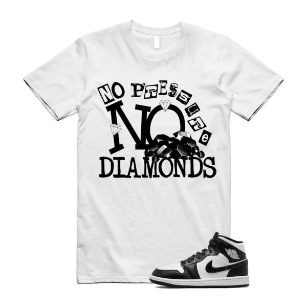 DIAMOND T Shirt to match Air J 1 Mid Panda WMNS White Black ,DV0991-101 Jezsport.com