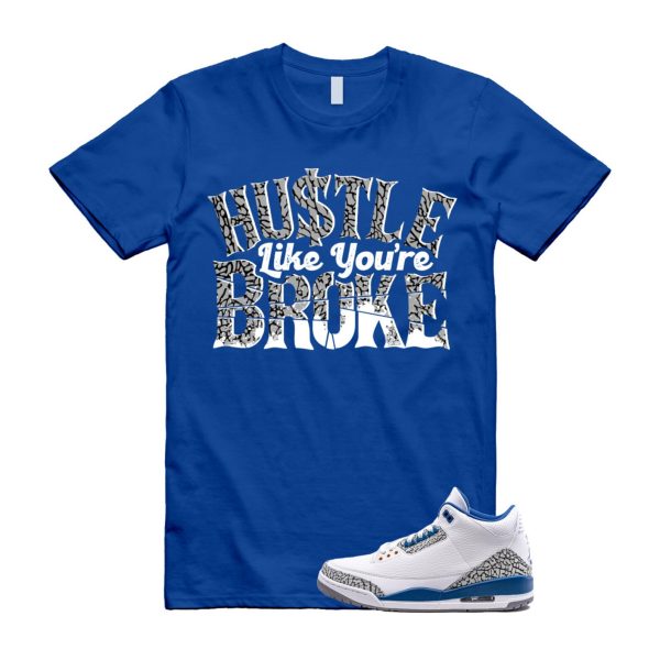 BROKE T Shirt to match Air J 3 Wizards White Metallic Copper True Blue Cement Grey ,CT8532-148 Jezsport.com