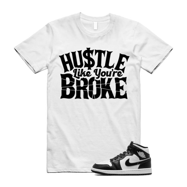 BROKE T Shirt to match Air J 1 Mid Panda WMNS White Black ,DV0991-101 Jezsport.com