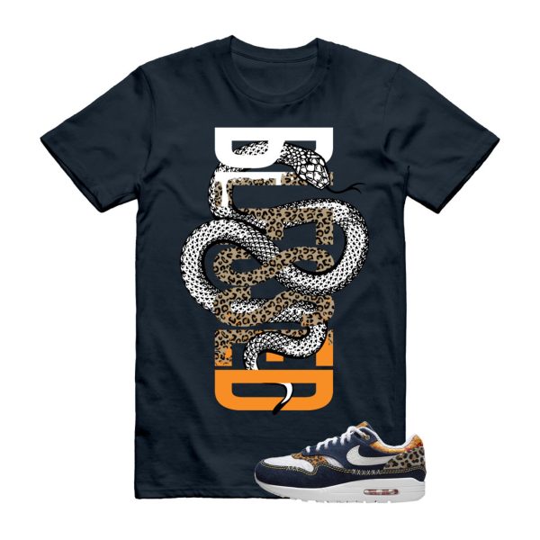 SNAKEBLS T Shirt to match N Air Max 1 Premium Denim Leopard Medium Blue White University Metallic Gold Picante Red Desert Ochre ,FJ4452-432 Jezsport.com