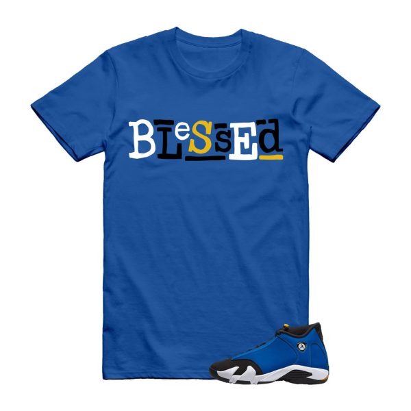 B2 T Shirt to match Air J 14 Laney Varsity Royal Blue Black Maize White Yellow Jezsport.com