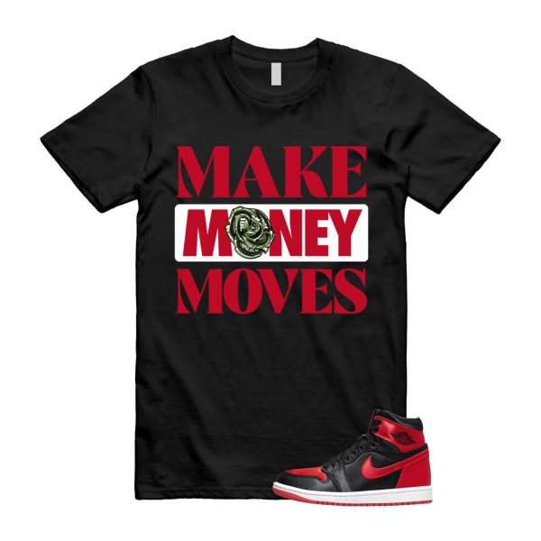 Satin Bred 1 University Red White Black Retro High OG T Shirt Match MOVES Jezsport.com