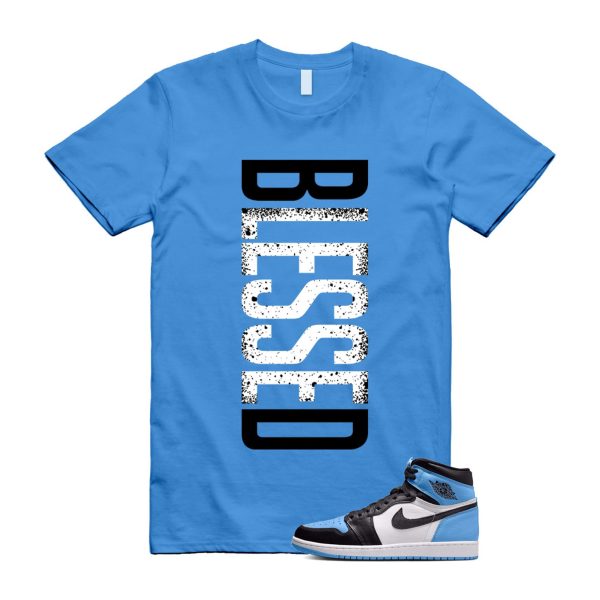 UNC University Blue Toe 1 Retro High OG Black White T Shirt Match VERTBLS ,DZ5485-400 Jezsport.com