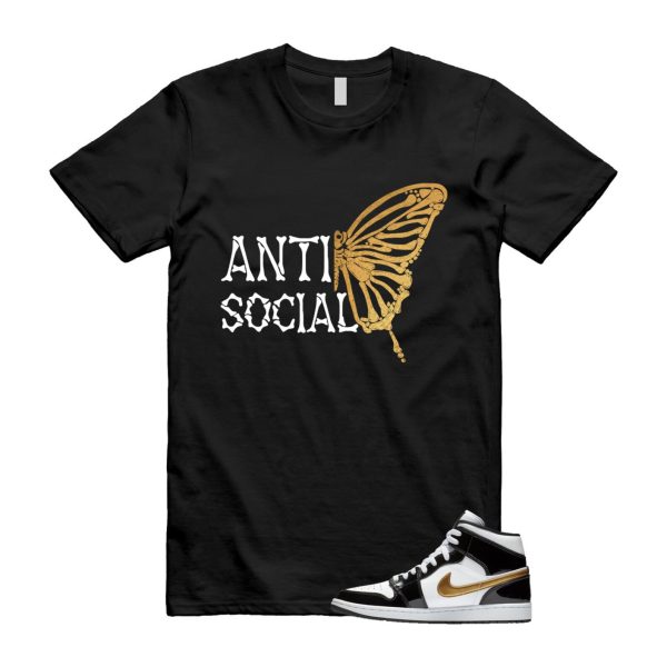 Metallic Gold Patent Black White Air 1 Mid T Shirt Match ASB ,852542-007 Jezsport.com