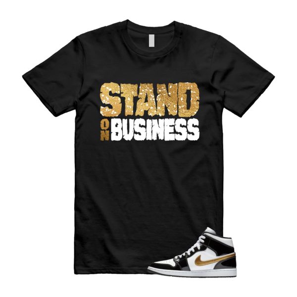 Metallic Gold Patent Black White Air 1 Mid T Shirt Match SOB ,852542-007 Jezsport.com