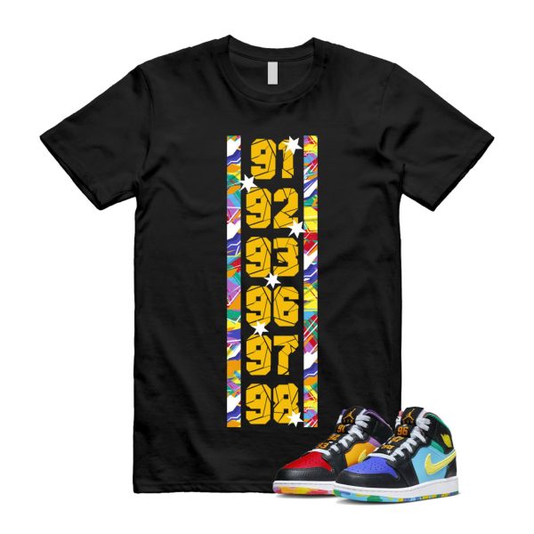 Six Championships Air 1 Mid GS Black Opti Yellow University Red Light Ultramarine Sundial Baltic Blue T Shirt Match RINGS ,FD1317-007 Jezsport.com