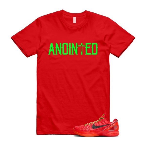 Reverse 6 Protro Bright Crimson Electric Green Black T Shirt Match ANOINTED Jezsport.com