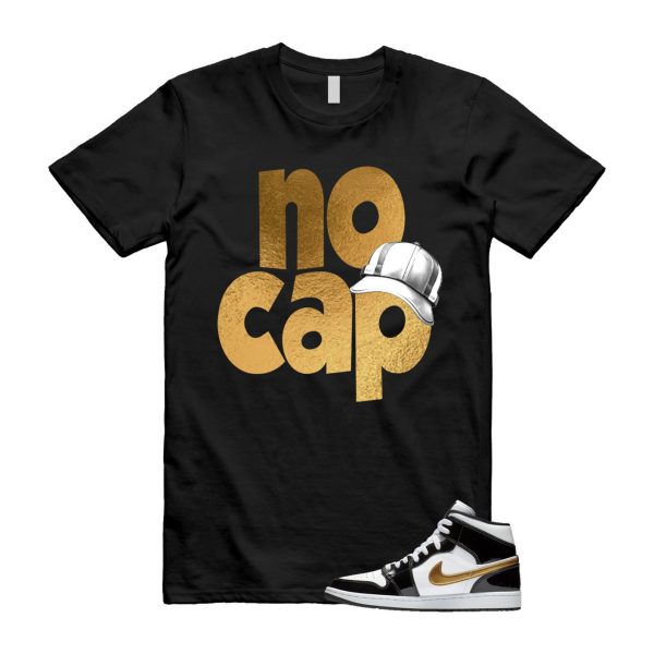 Metallic Gold Patent Black White Air 1 Mid T Shirt Match NO CAP ,852542-007 Jezsport.com