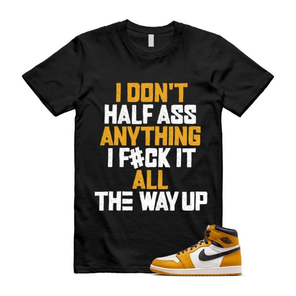 Ochre Yellow Black Sail White 1 Retro High OG T Shirt Match HALF ,FD1437-701 Jezsport.com