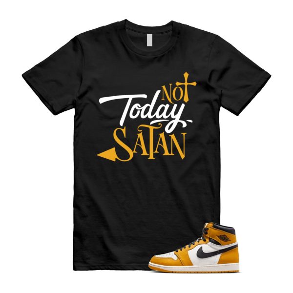 Ochre Yellow Black Sail White 1 Retro High OG T Shirt Match SATAN ,FD1437-701 Jezsport.com