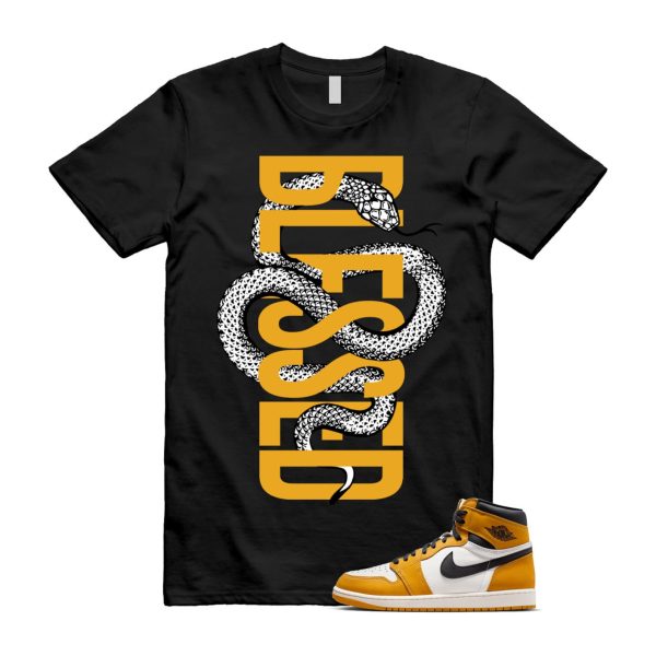 Ochre Yellow Black Sail White 1 Retro High OG T Shirt Match SNAKEBLS ,FD1437-701 Jezsport.com