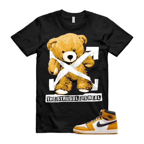 Ochre Yellow Black Sail White 1 Retro High OG T Shirt Match STRUG ,FD1437-701 Jezsport.com