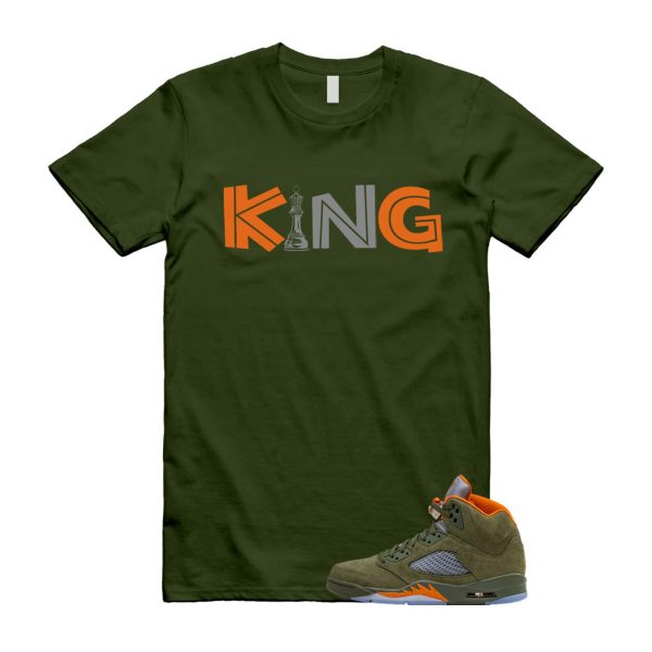 5 Olive Army Solar Orange Black Retro T Shirt Match KING, DD0587-308 Jezsport.com